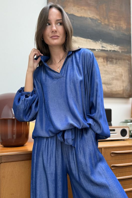 Perfect Chambray Denim Open Placket Shirt Mid /36=